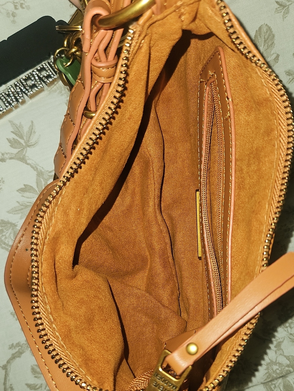 Steve Madden Tan Pebbled Leather Mini Shoulder Bag with Charms - Picture 7 of 7